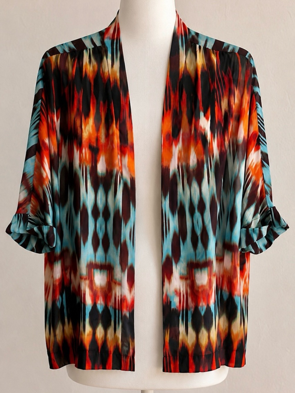 Ana Open Sheer Cardigan Multi-Color Top Sz XL